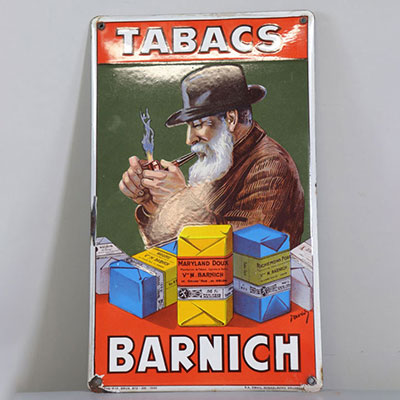 Belgique Rare plaque Tabacs Barnich Emaillerie Belge 1938