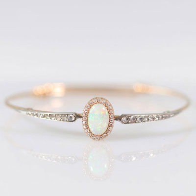 Wolfers , Frères bracelet 1900, en or orné d'une opale et diamants