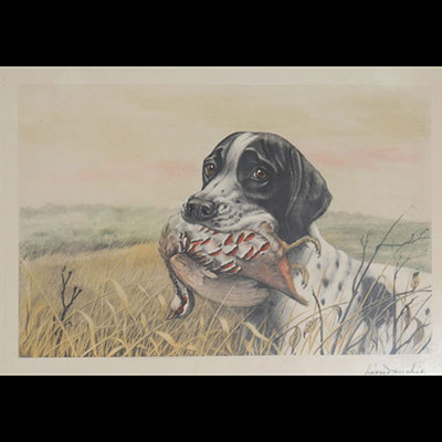Léon Danchin engraving hunting dog.