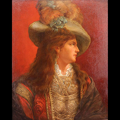 Emile EISMAN-SEMENOWSKY（1857-1911) 板面油画《年轻女人的肖像画》 