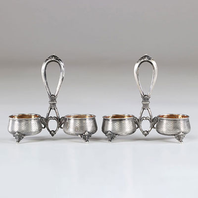 Pair of Louis XV style silver salt shakers