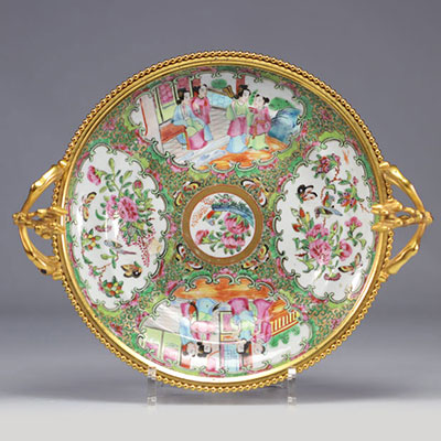 Coupe de table en porcelaine de canton monté sur bronze Napoléon III