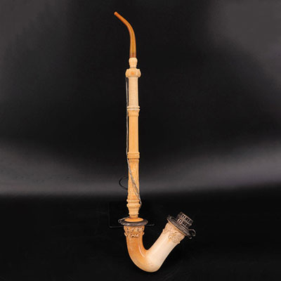 Large ivory and silver pipe