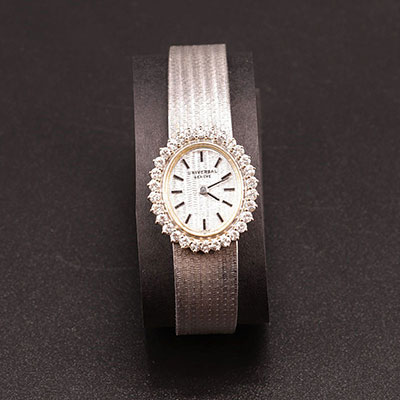 SWITZERLAND - UNIVERSAL-GENEVE - Ladies' white gold bracelet watch with diamonds 