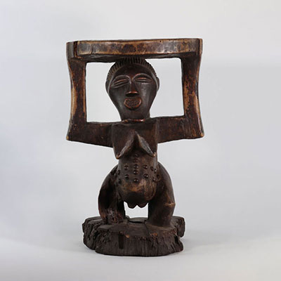 Songye ceremonial caryatid seat early 20th century