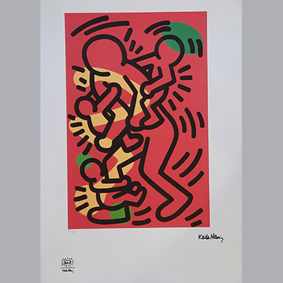 Keith Haring (d'après) - Love Family - Offset lithograph on wove paper Printed signature,