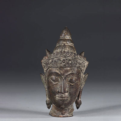 Asie tête de bouddha en bronze époque Qing