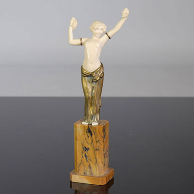 Louis Barthélemy (1890-1925) Sculpture chryselephantine young dancer
