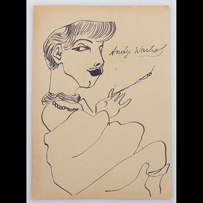 Andy Warhol, Attribué à Dessin au feutre noir sur papier Signé, œuvre unique