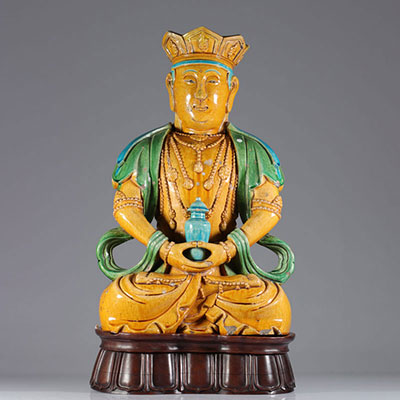 China imposing 18th Qianlong glazed sandstone Buddha