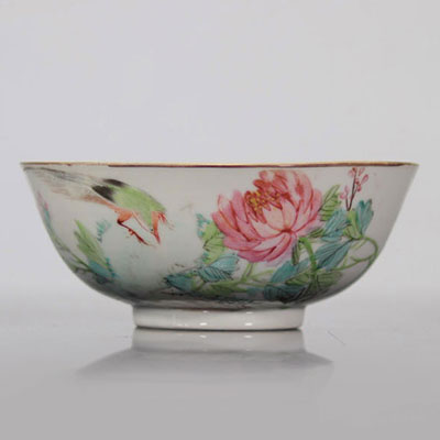 qianjiang cai porcelain bowl bird decor