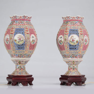 China pair of porcelain lamps