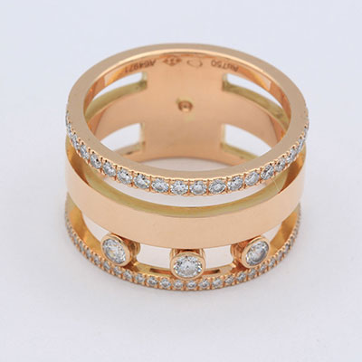 Large Romane model ring from Messika in 18K pink gold, set with 1.06K diamonds