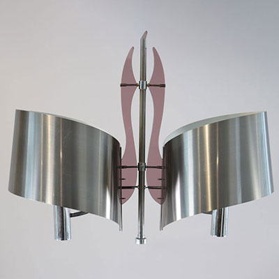 France - Stainless steel chandelier - in the style of Maison Charles - circa 1970