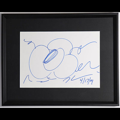 Jeff KOONS, Attribué à Nénuphar »,7/11/2014 Dessin au feutre bleu sur papier Signé et daté, œuvre unique