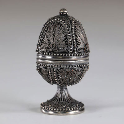 silver filigree egg box