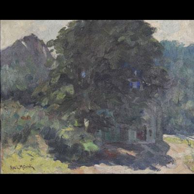 Richard HEINTZ (1871-1929) imposante huile sur toile «Chapelle de Sy daté de 1924»