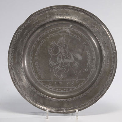 Pewter plate with the effigy of Joseph II dated 1788