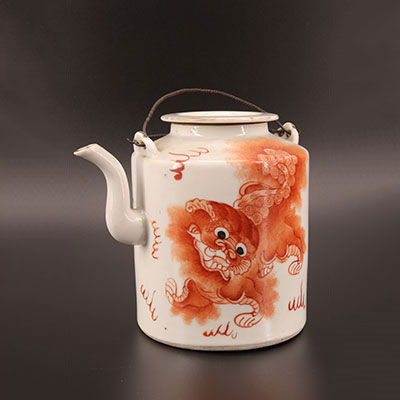 中国 - 重要狗纹瓷茶壶 19世纪