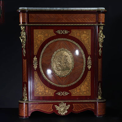 Louis XVI style cabinet inlaid and gilt bronze 20th