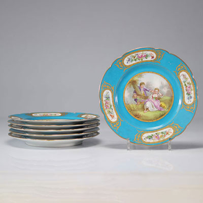 Plates (6) Sèvres porcelain