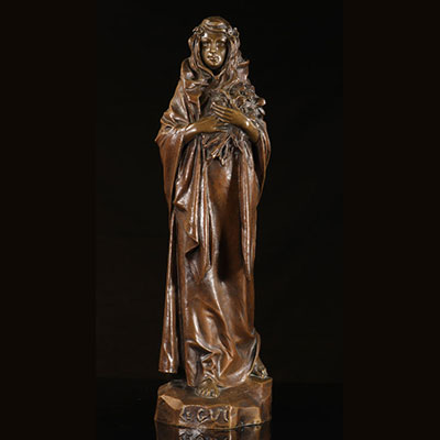Antonin Clair FORESTIER - Large young woman in Art Nouveau bronze