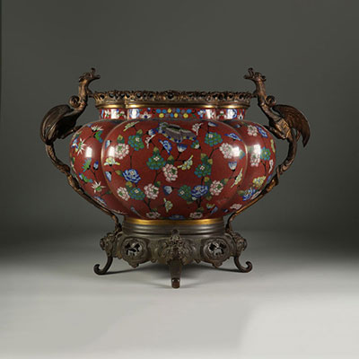 Cloisonné planter mounted on bronze. China 19th