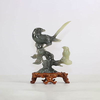 Chine sculpture en jade sculptée d'oiseaux