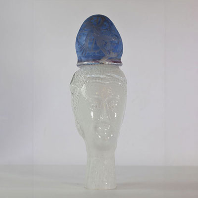 Erwin EISCH sculpture en verre" Buddhas blue light"