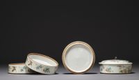 China - Set of four stacking condiment bowls decorated with flowers, famille rose.