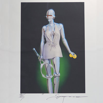 Hajime Sorayama - Sexy Robot Sérigraphie en couleur Signée au crayon et numérotée x/35 Annotée AP « Artist Proof » Timbre sec de l'artiste « Sorayama » 