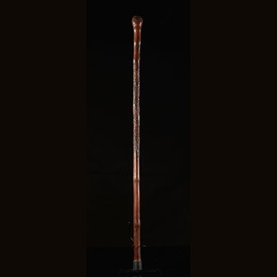 Japon - Rare canne épée sculpté de squelettes