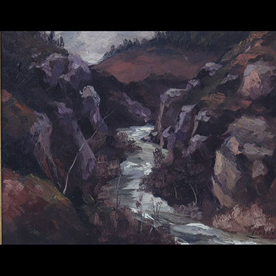 Fernand PONTHIER (1885-1952) huile « vue de ruisseau »