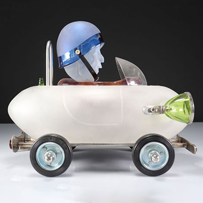 Car sculpture by Constant Beerden. Unique crystal and glass paste piece