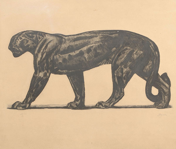 Paul JOUVE (1878-1973) Black panther Original etching on old Japanese paper Signed and n ° 43/100