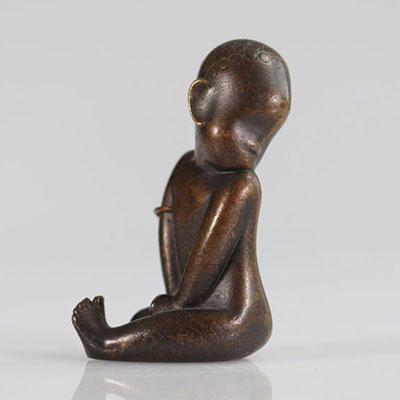 Karl HAGUENAUER (1898 - 1956) jeune Africain en bronze