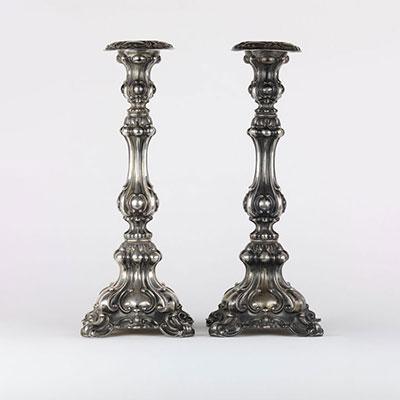 Pair of sterling silver candlesticks with hallmarks