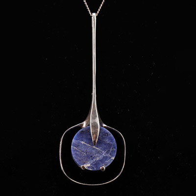 Silver and blue stone pendant - crab hallmark 950