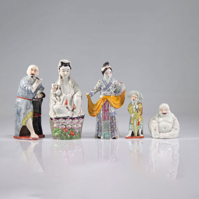 China lot of 5 porcelain statues