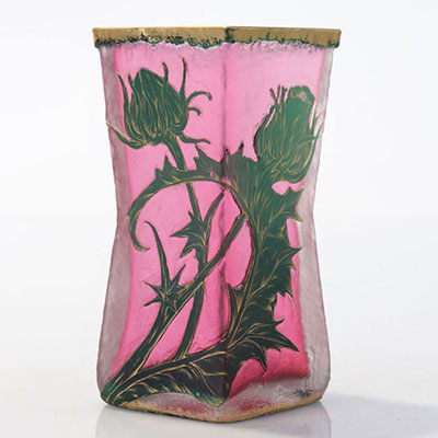 Daum Nancy vase décor aux chardons