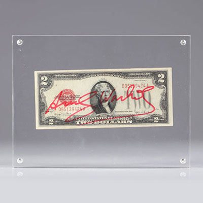 Etats-Unis - billet de 2 Dollars signé par Andy Warhol - avec certificat - 1928