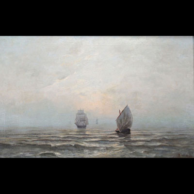 Arthur BOUVIER (1837-1921) - Marine sur toile