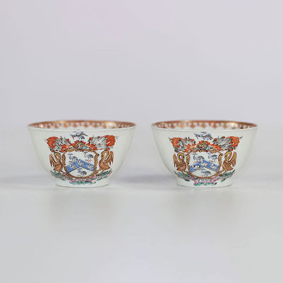 Paire de bols en porcelaine , compagnie des Indes , Chine , XVIII ème