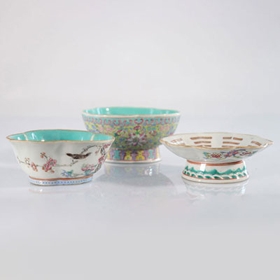 China family rose porcelain bowls (3)