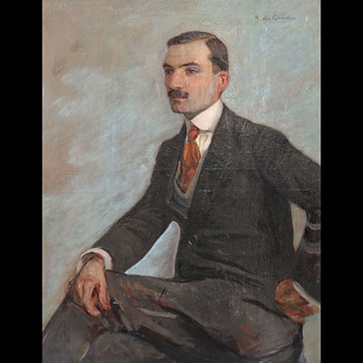 Raoul DU GARDIER (1871-1952) Huile sur toile (portrait du frère de l'artiste) provenance familial