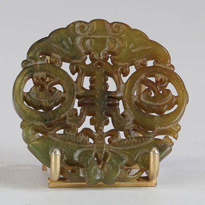 China plates (2) in carved jade