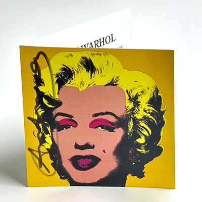 Andy Warhol. “Marilyn” (Yellow). 1981. Color screenprint on invitation card for the retrospective exhibition 