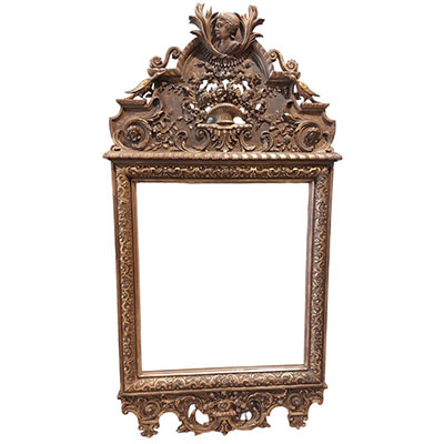Grand miroir en bois sculpté doré style Louis XVI