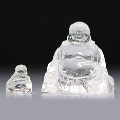 Set of 2 crystal Buddhas