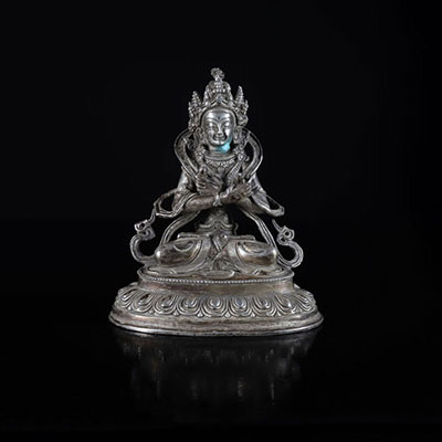 China Tibet deity in silver bronze 19th